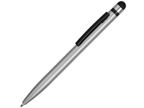 Ручка-стилус пластиковая шариковая Poke серебристый/черный