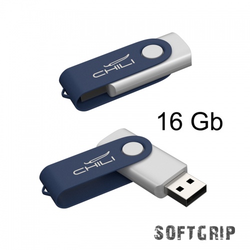 Флеш-карта "Vostok SOFTGRIP", объем памяти 16GB, покрытие softgrip темно-синий